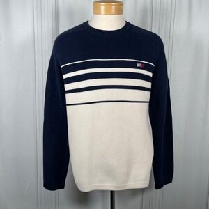 Abercrombie & Fitch Navy and White Striped Crewneck Sweater